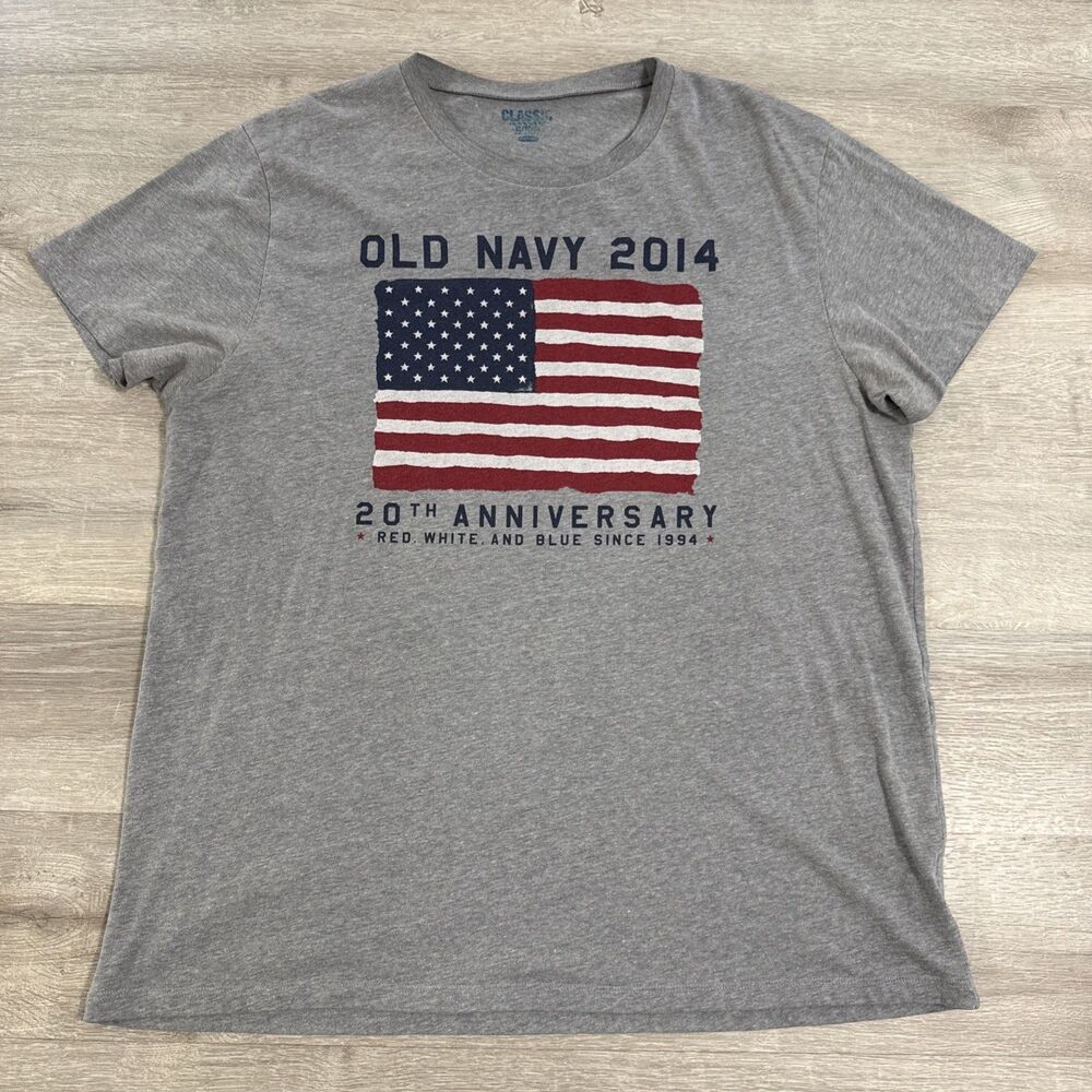 Old Navy Shirt Men’s XL Gray American Flag 2014 20th Anniversary Patriotic